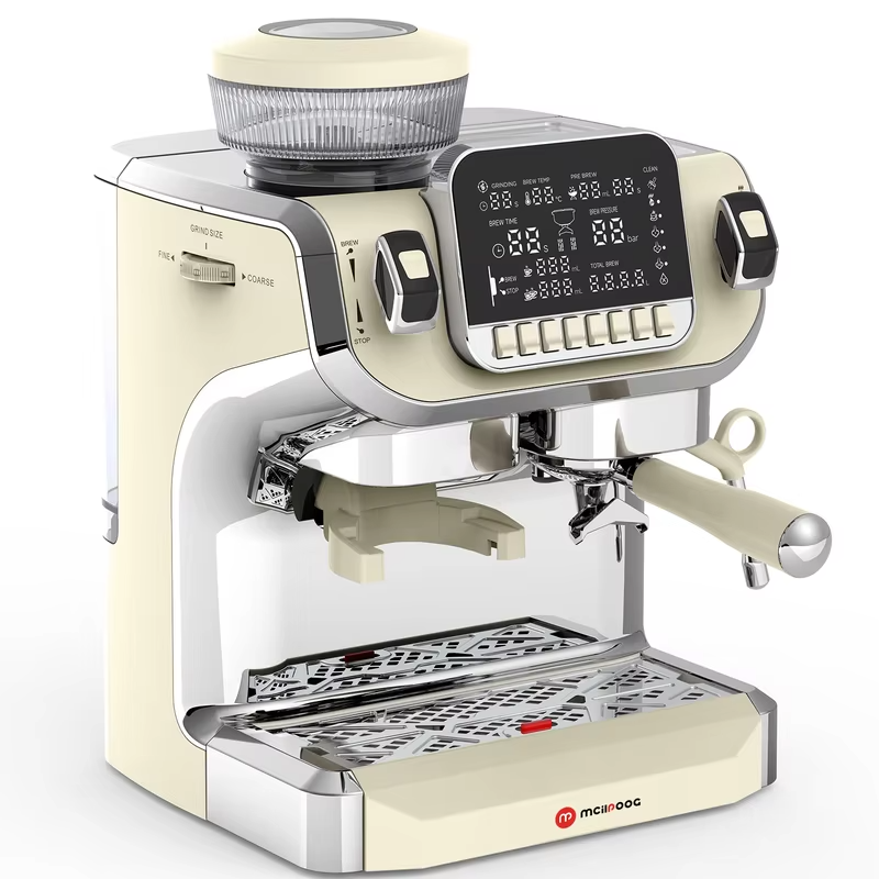 Mcilpoog TC520 Semi Automatic Coffee Machine with Grinder & Steamer, 6-Inch Large Display, Coffee Maker for  Home and Office.