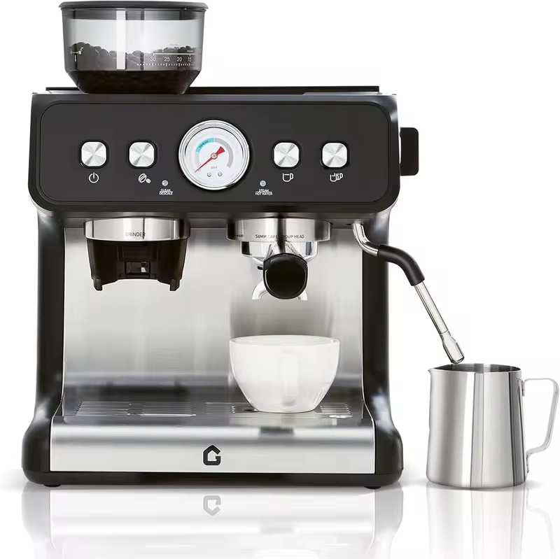 Stainless Steel Espresso Machine with Grinder 20 Bar ＆ 2.8l Removable Tank