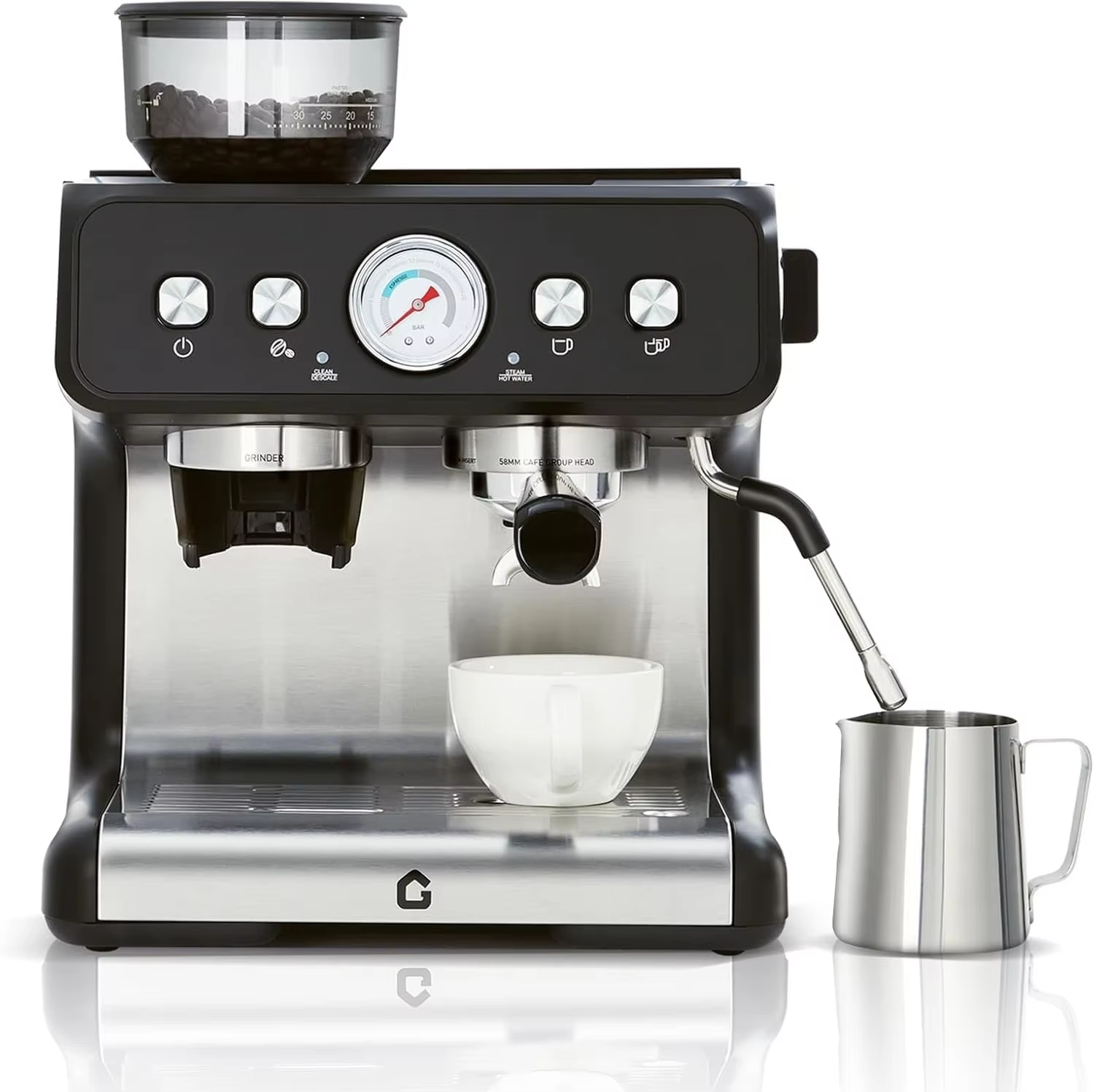 Stainless Steel Espresso Machine with Grinder 20 Bar ＆ 2.8l Removable Tank