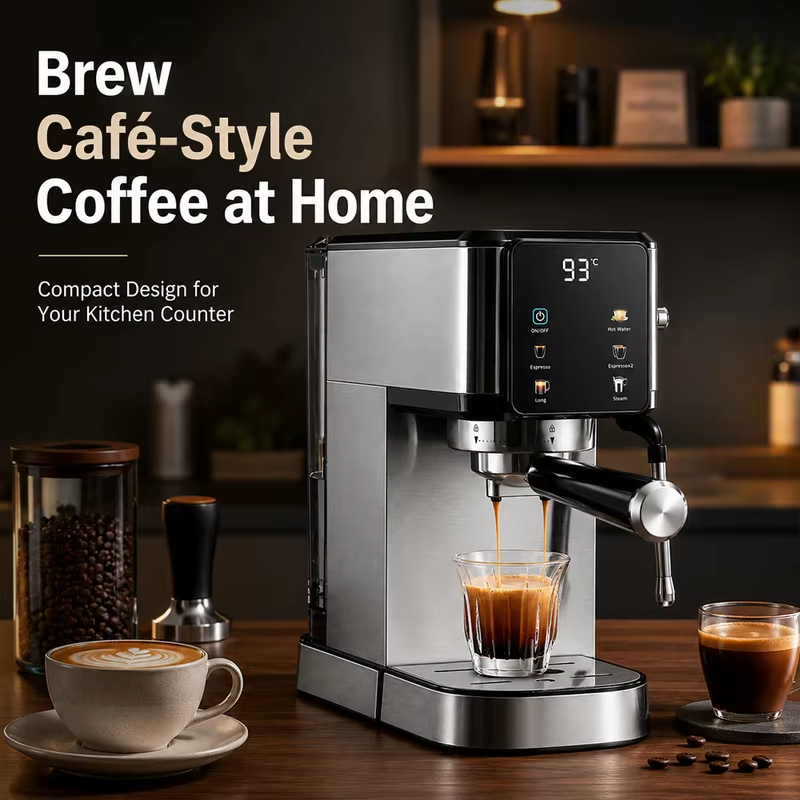 SIHAO 20Bar Touch Screen Espresso Machine Stainless Steel Coffee Maker with Milk Frother Touch Screen BPA-Free & Easy Clean