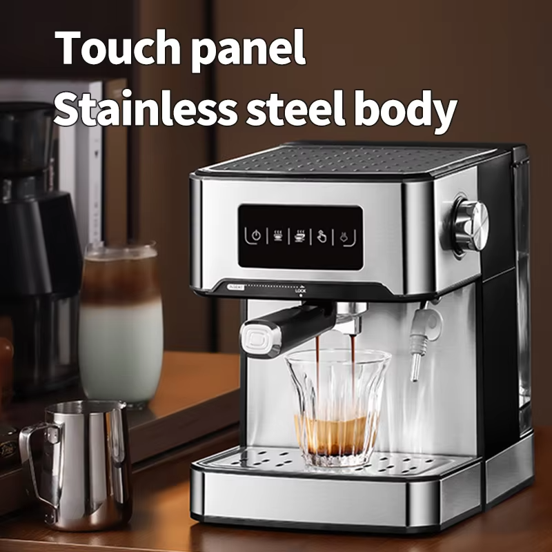 20 bar semi-automatic espresso machine,adjustable portion size,touchscreen control,stainless steel housing