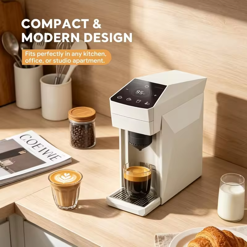 icafilas 3 in 1  Capsule Coffee Machine ME2406 Small Size Fit Dolce gusto Nespresso Capsule Ground Coffee 19Bar Hot/Cold