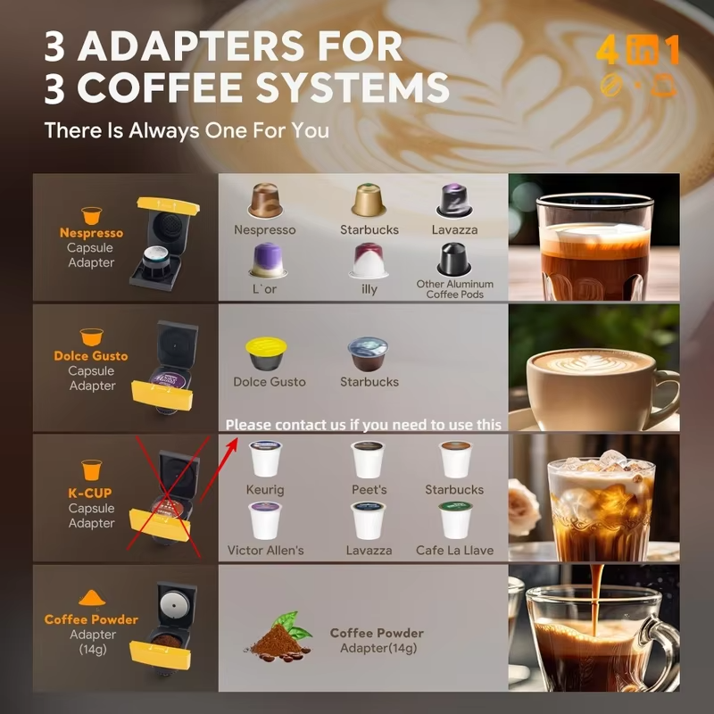 icafilas 3 in 1  Capsule Coffee Machine ME2406 Small Size Fit Dolce gusto Nespresso Capsule Ground Coffee 19Bar Hot/Cold