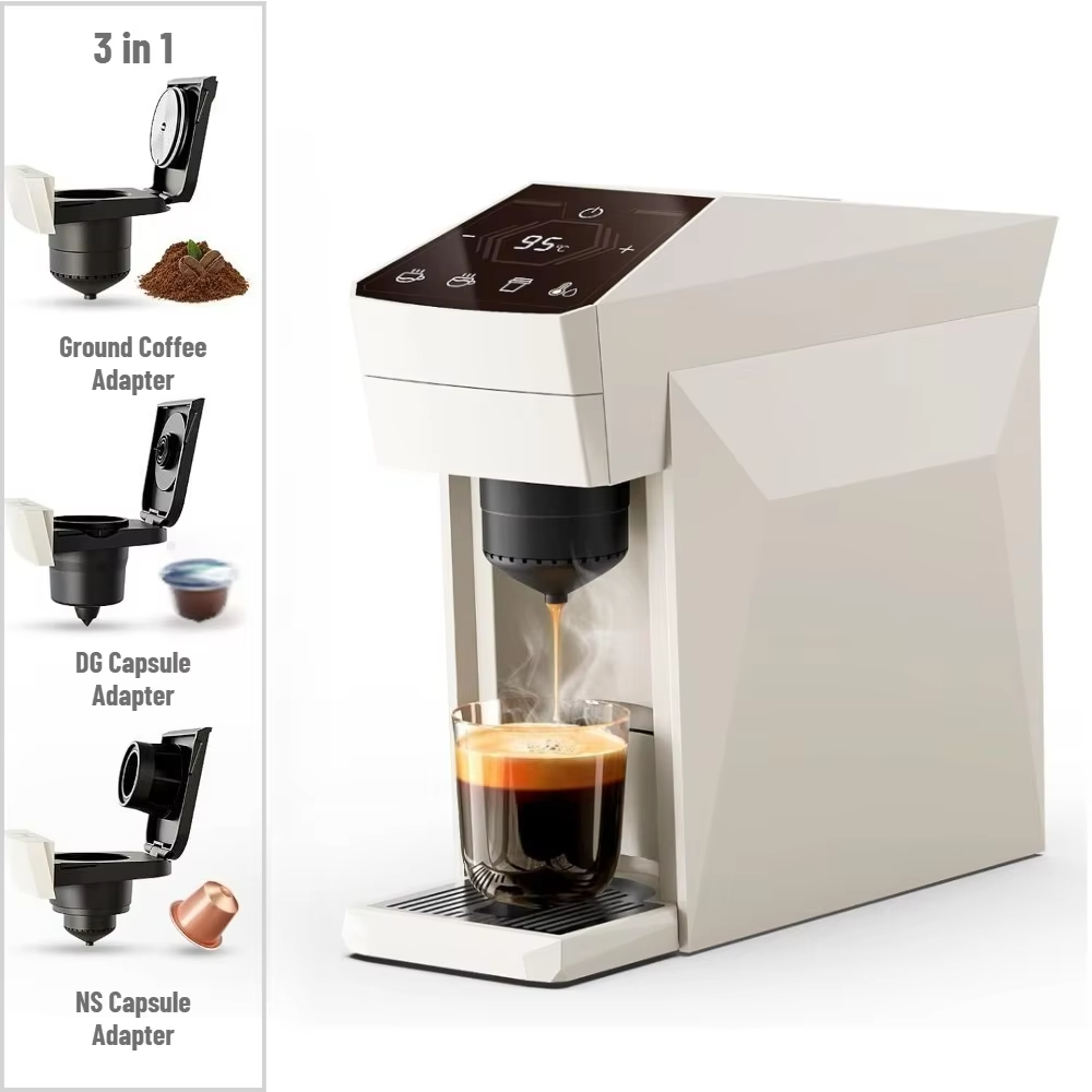 icafilas 3 in 1  Capsule Coffee Machine ME2406 Small Size Fit Dolce gusto Nespresso Capsule Ground Coffee 19Bar Hot/Cold