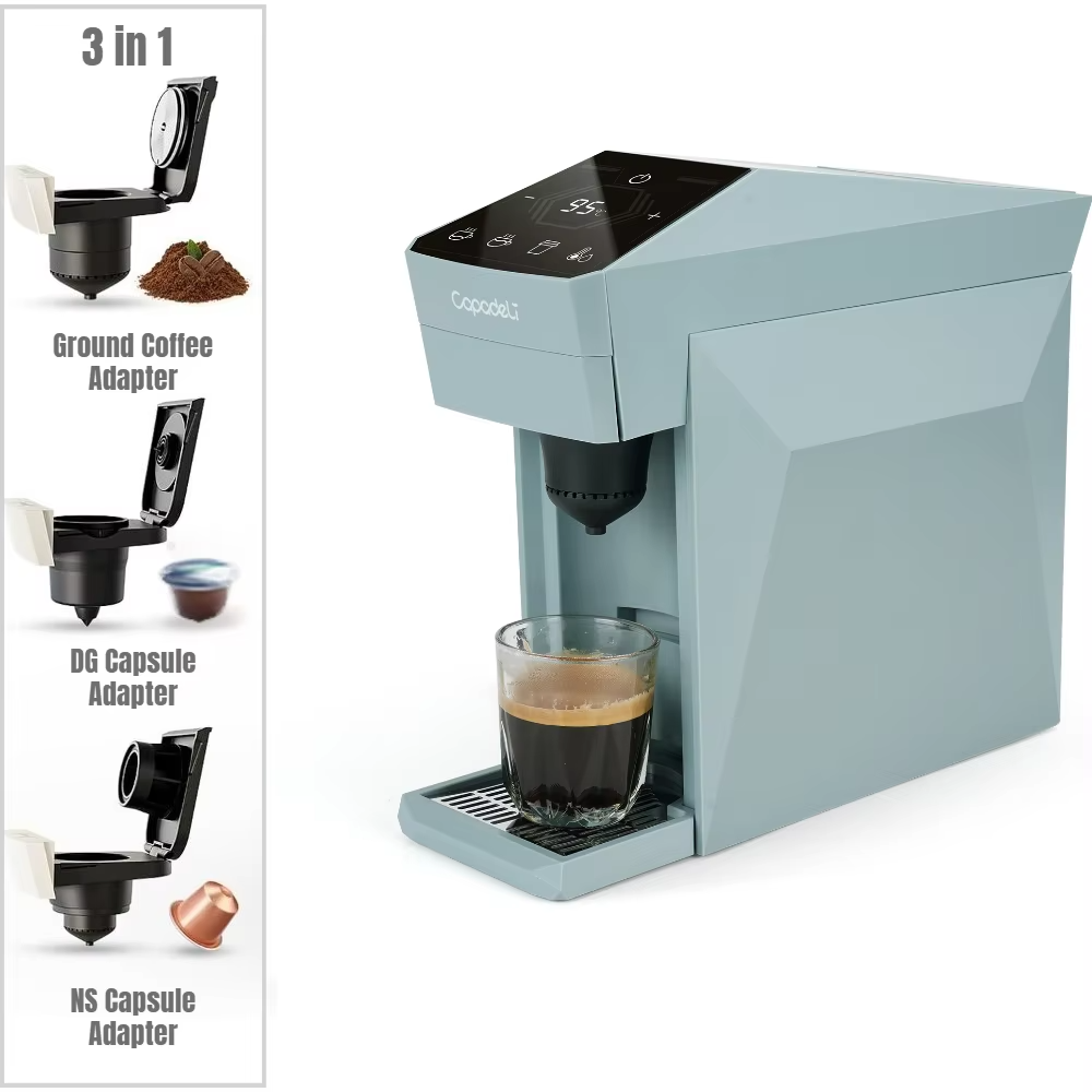 icafilas 3 in 1  Capsule Coffee Machine ME2406 Small Size Fit Dolce gusto Nespresso Capsule Ground Coffee 19Bar Hot/Cold