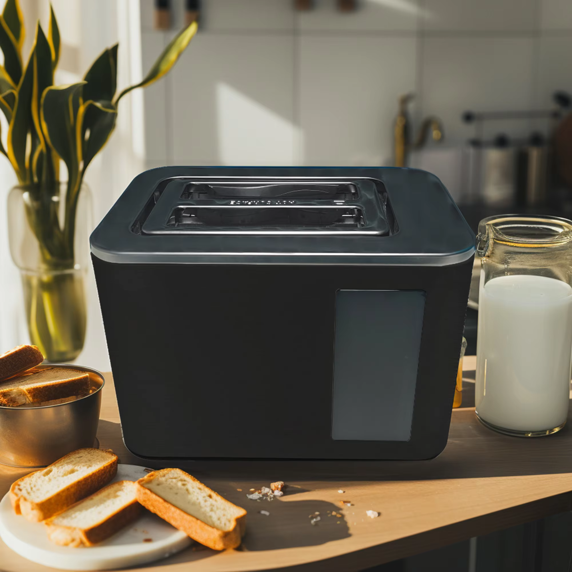 Toaster 2 Slice, Touch Control Screen, Smart Stainless Toaster, 6 Shade Setting, 6 Bread Selection, Countdown, Removable Crumb Tray, 900W,Household Appliances