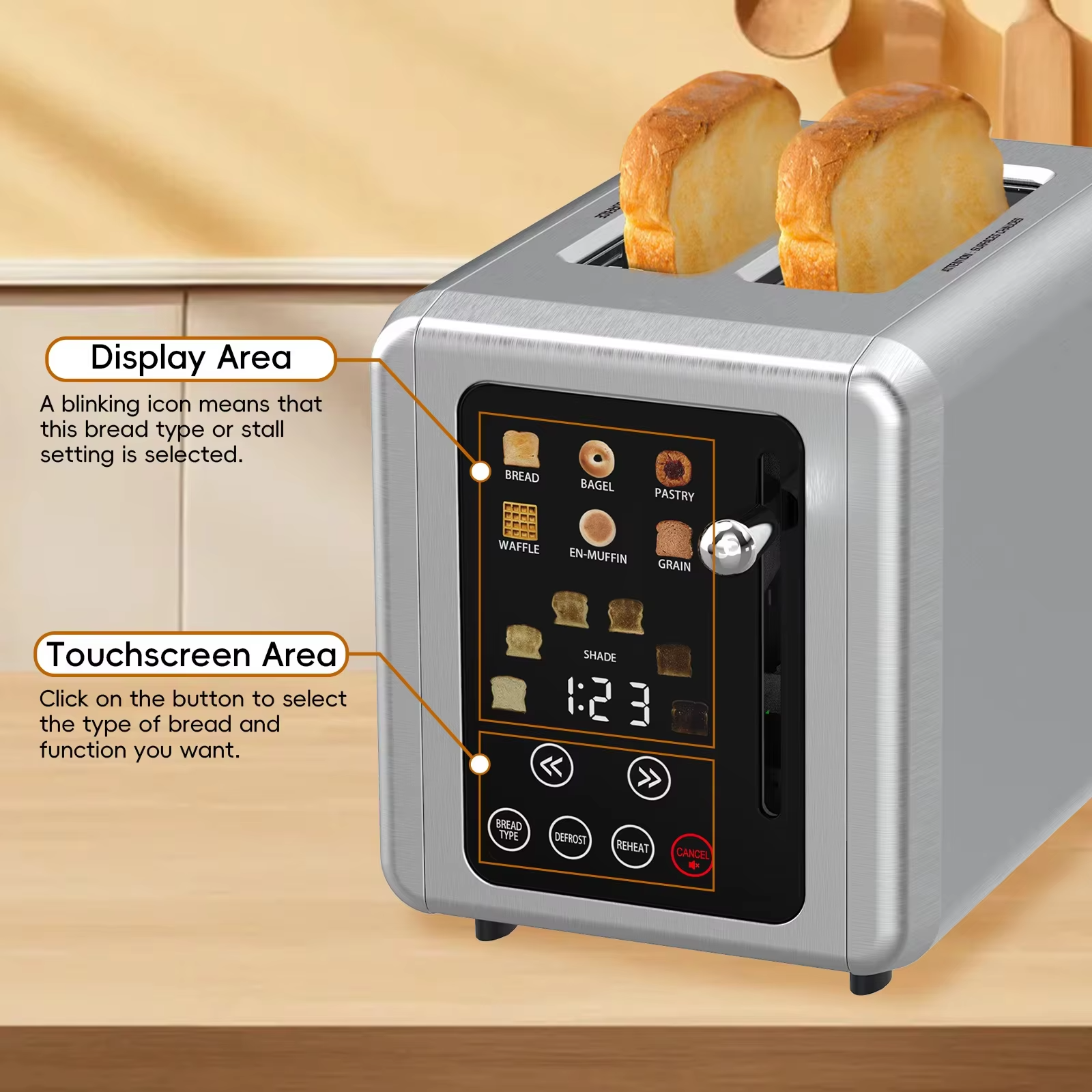 High Quality Wholesale Automatic 2-Slice Stainless Steel Bread Toaster Fast Heating Breakfast Maker Household Toasters