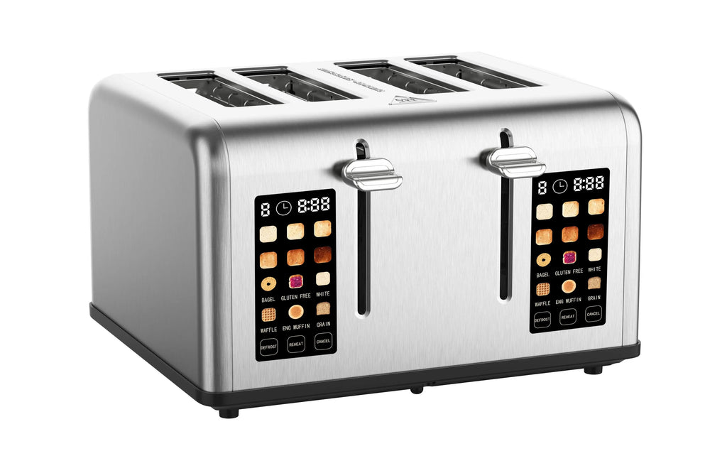 Large Digital Screen Bread Toaster 4 Slice and Touch Control Electric 9 Smart Functions Toaster