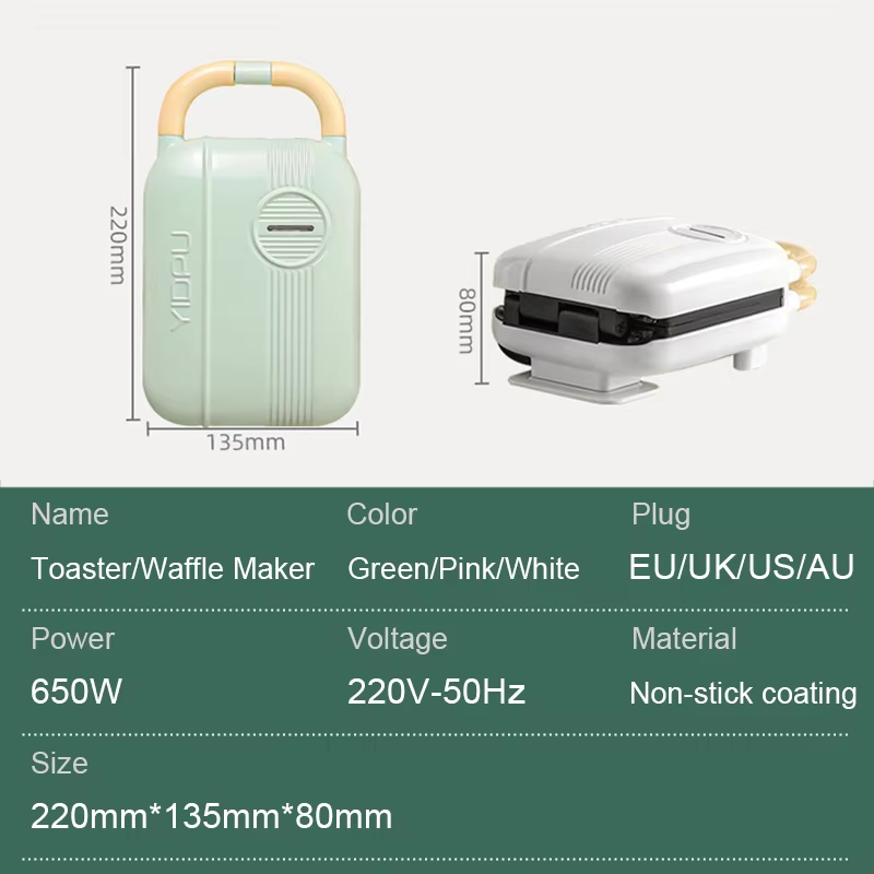 Mini Sandwich Maker Breakfast Machine Multi Cooker Electric Toaster Oven Hot Plate Bread Pancake Waffle Donut Maker for Kitchen