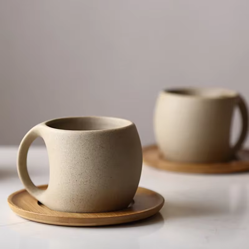 Vintage Ceramic Coffee Cup Saucer 220ml Breakfast Milk Oat Drink Mug Exquisite Afternoon Tea Coffee Cup Birthday