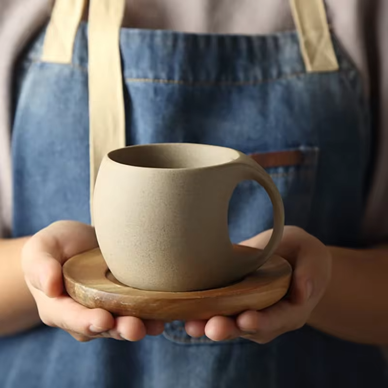 Vintage Ceramic Coffee Cup Saucer 220ml Breakfast Milk Oat Drink Mug Exquisite Afternoon Tea Coffee Cup Birthday