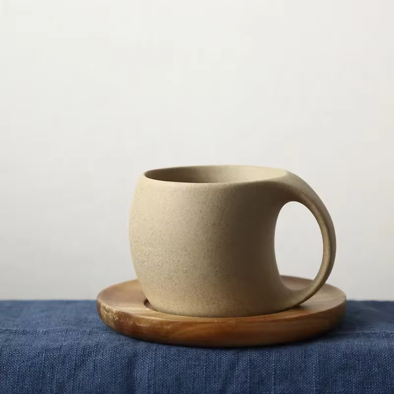 Vintage Ceramic Coffee Cup Saucer 220ml Breakfast Milk Oat Drink Mug Exquisite Afternoon Tea Coffee Cup Birthday