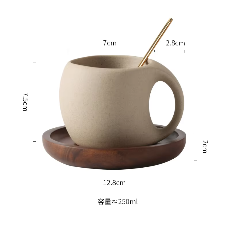 Vintage Ceramic Coffee Cup Saucer 220ml Breakfast Milk Oat Drink Mug Exquisite Afternoon Tea Coffee Cup Birthday