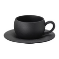 110/280ml Japanese-style Ceramic Mug Black White Fired Stone Coffee Cup and Saucer Set Breakfast Milk Coffee Cup Egg-shaped Mug