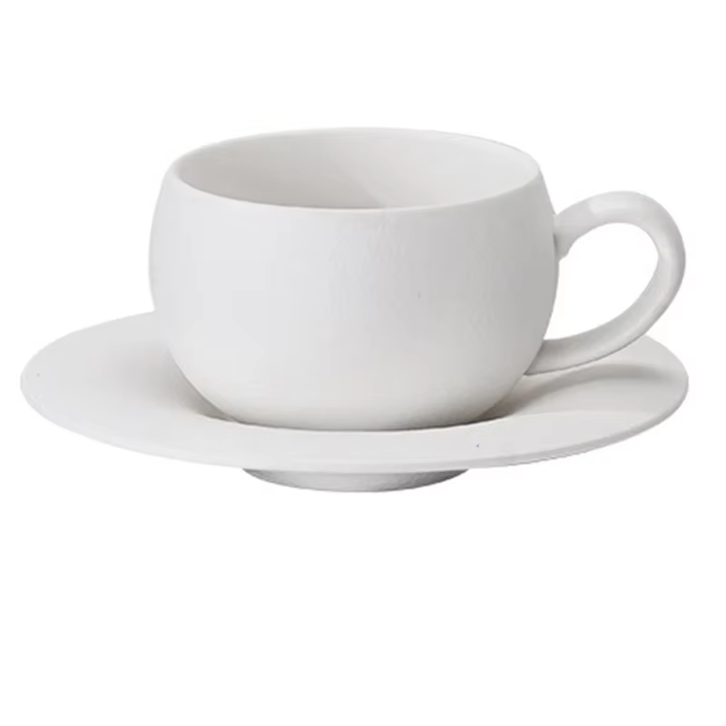 110/280ml Japanese-style Ceramic Mug Black White Fired Stone Coffee Cup and Saucer Set Breakfast Milk Coffee Cup Egg-shaped Mug