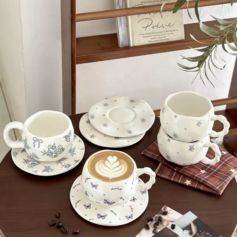 JUSTINLAU Light Luxury High-end Feel Ins Style Ceramic Mug High Aesthetic Value Women's Home Coffee Cup Exquisite Souvenir