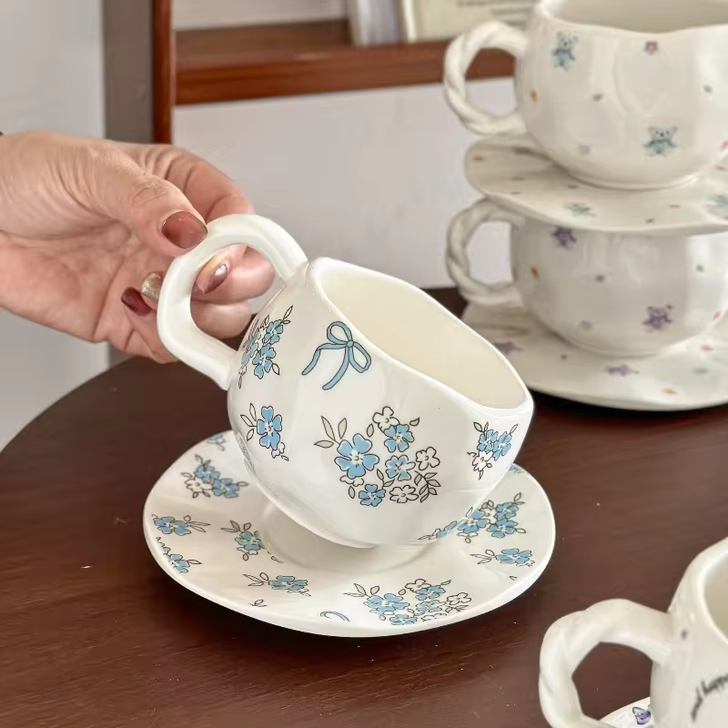 JUSTINLAU Light Luxury High-end Feel Ins Style Ceramic Mug High Aesthetic Value Women's Home Coffee Cup Exquisite Souvenir