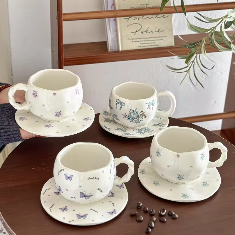 JUSTINLAU Light Luxury High-end Feel Ins Style Ceramic Mug High Aesthetic Value Women's Home Coffee Cup Exquisite Souvenir