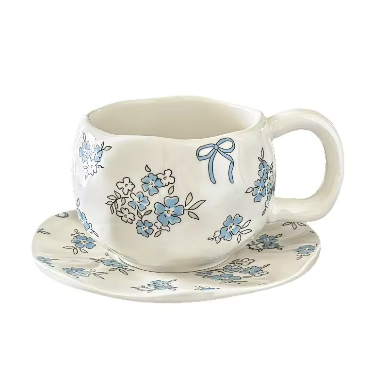 JUSTINLAU Light Luxury High-end Feel Ins Style Ceramic Mug High Aesthetic Value Women's Home Coffee Cup Exquisite Souvenir