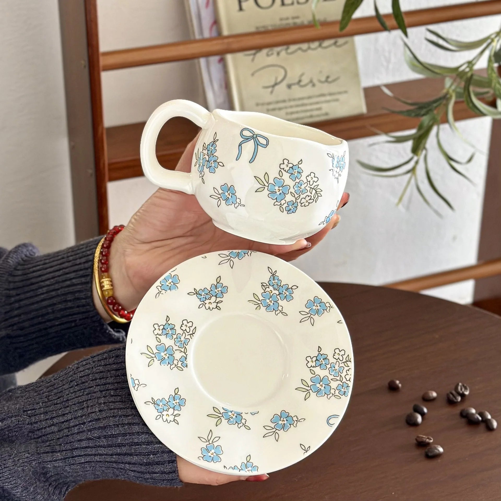 JUSTINLAU Light Luxury High-end Feel Ins Style Ceramic Mug High Aesthetic Value Women's Home Coffee Cup Exquisite Souvenir