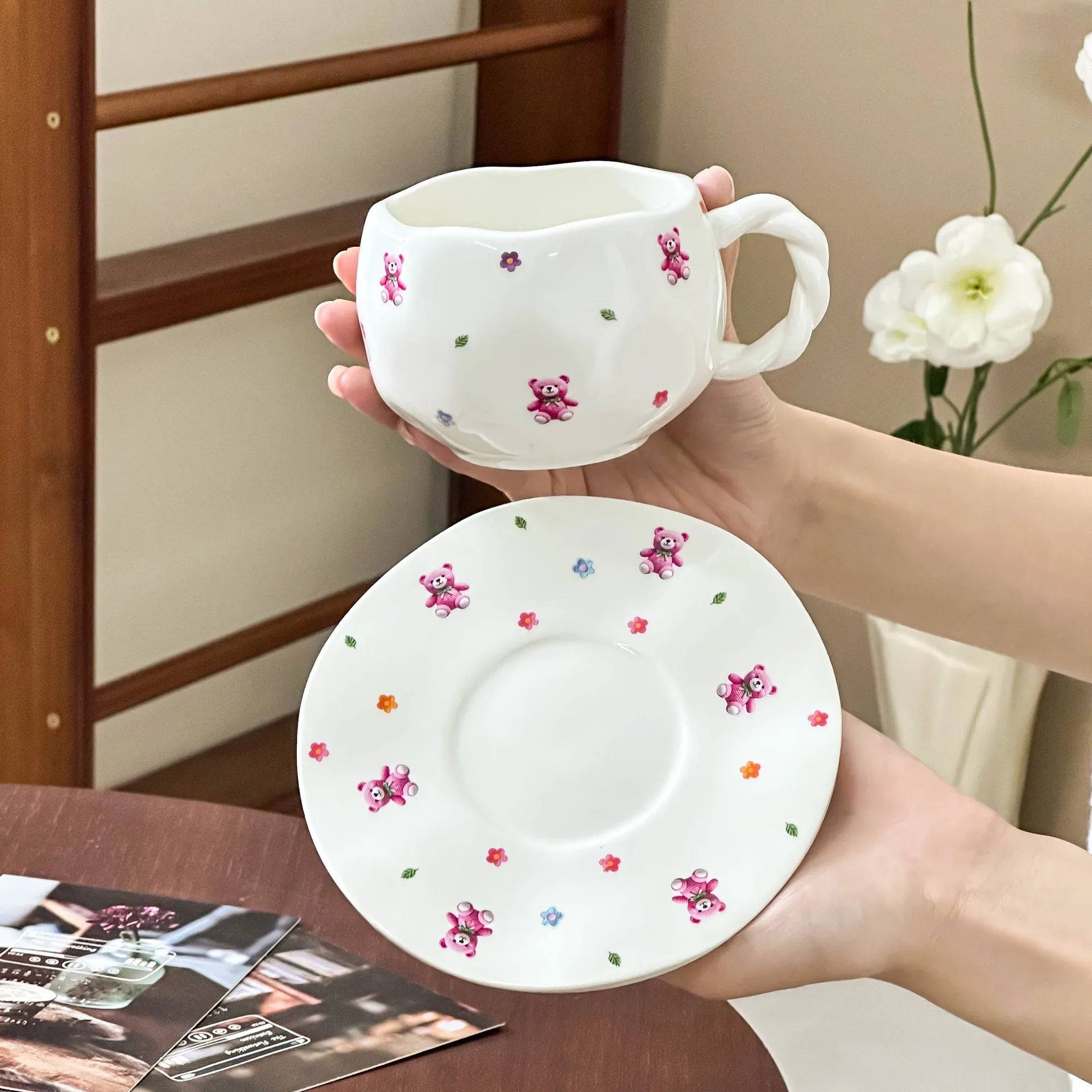 JUSTINLAU Light Luxury High-end Feel Ins Style Ceramic Mug High Aesthetic Value Women's Home Coffee Cup Exquisite Souvenir
