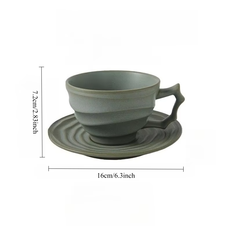 JUSTINLAU Niche Japanese Style Rough Pottery Kiln Transformed Mug Texture Pattern Large Capacity Retro Ceramic Cups and Plates