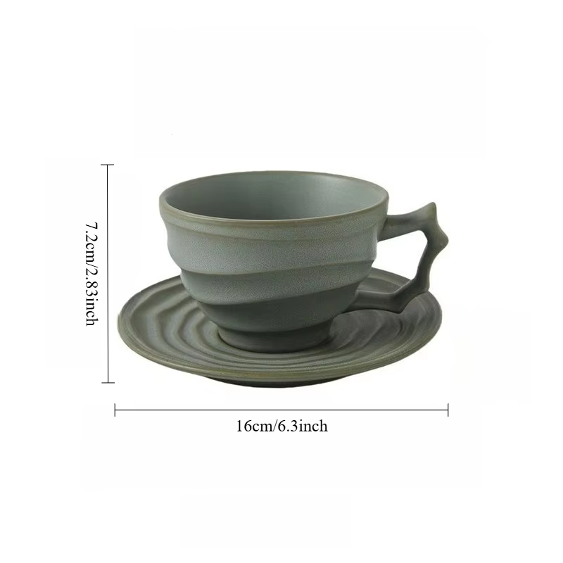 JUSTINLAU Niche Japanese Style Rough Pottery Kiln Transformed Mug Texture Pattern Large Capacity Retro Ceramic Cups and Plates