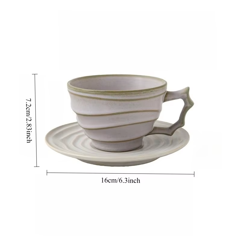 JUSTINLAU Niche Japanese Style Rough Pottery Kiln Transformed Mug Texture Pattern Large Capacity Retro Ceramic Cups and Plates