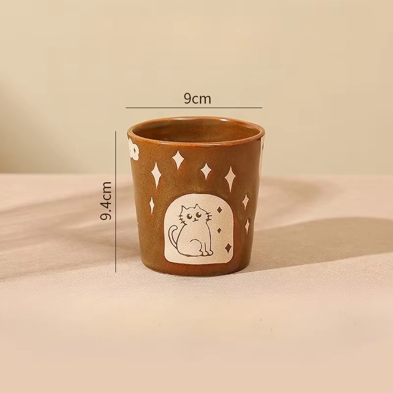 JUSTINLAU Japanese Style Minimalist Ceramic Cup Latte Coffee Cup Afternoon Tea Cup Home Drinking Cup Couples Holding Cups