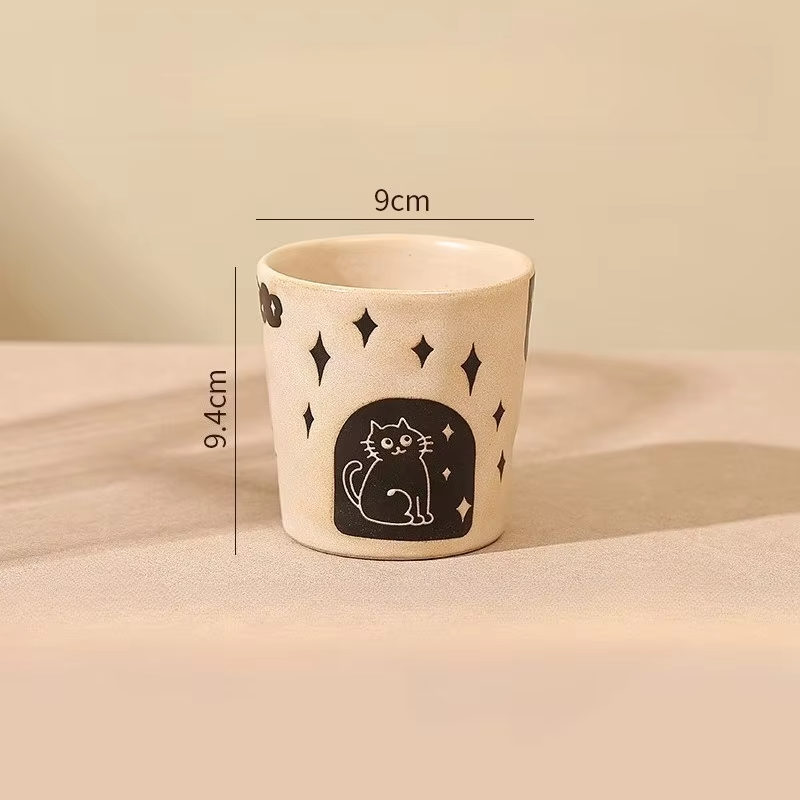 JUSTINLAU Japanese Style Minimalist Ceramic Cup Latte Coffee Cup Afternoon Tea Cup Home Drinking Cup Couples Holding Cups