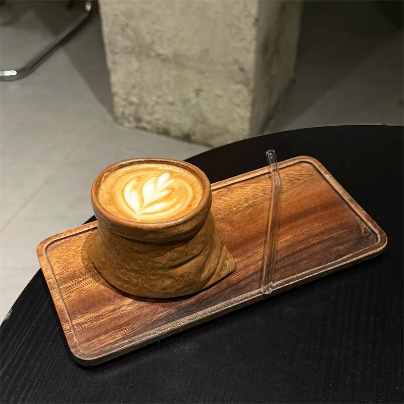 JUSTINLAU Cute Retro Bag Shaped Ceramic Mug Niche Creative Latte Coffee Cup Gentle Couple Home High Beauty Drinking Water Cup