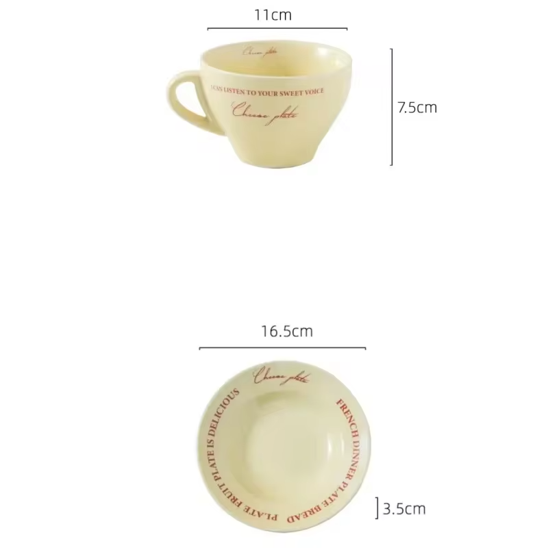 Vintage French Cream Coffee Cup and Saucer Set Breakfast Cup Milk Cup Afternoon Tea Cup Coffee Cup Drinkware Birthday Gift