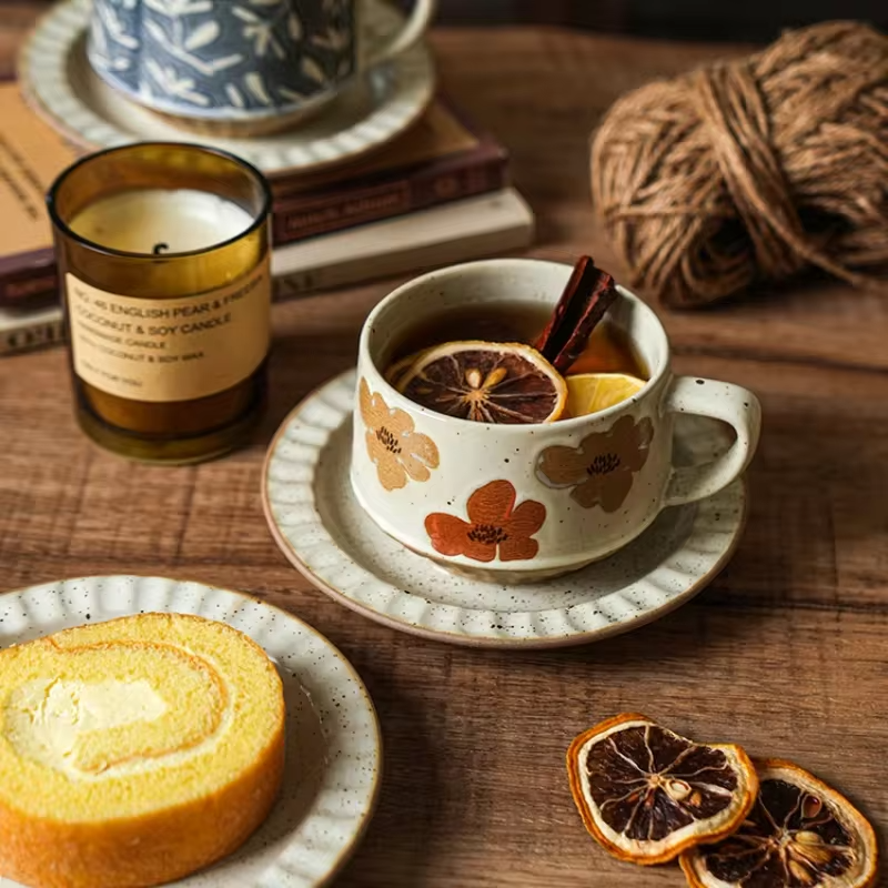 Coffee Cup High-end Retro Sense Creative Ceramic Coffee Cup Family Coffee Shop High-end Exquisite Cup Wholesale