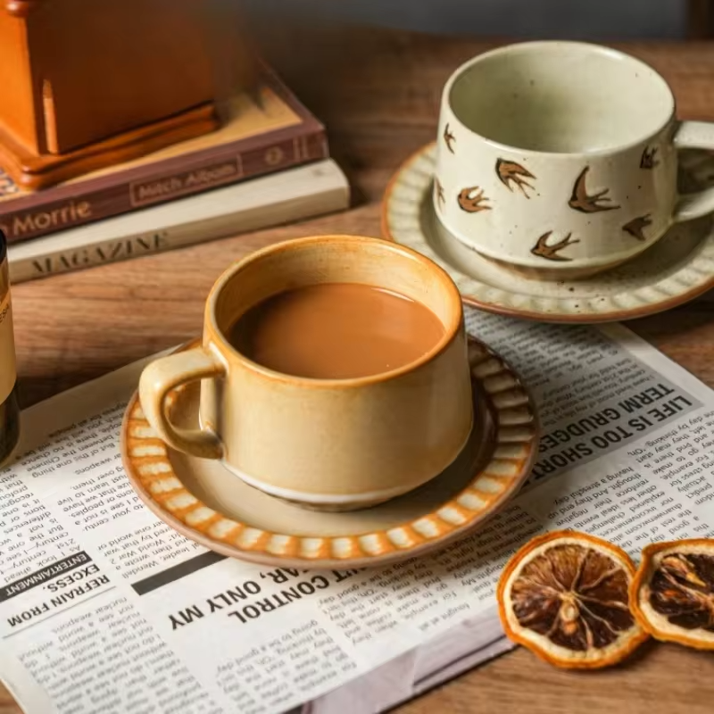 Coffee Cup High-end Retro Sense Creative Ceramic Coffee Cup Family Coffee Shop High-end Exquisite Cup Wholesale