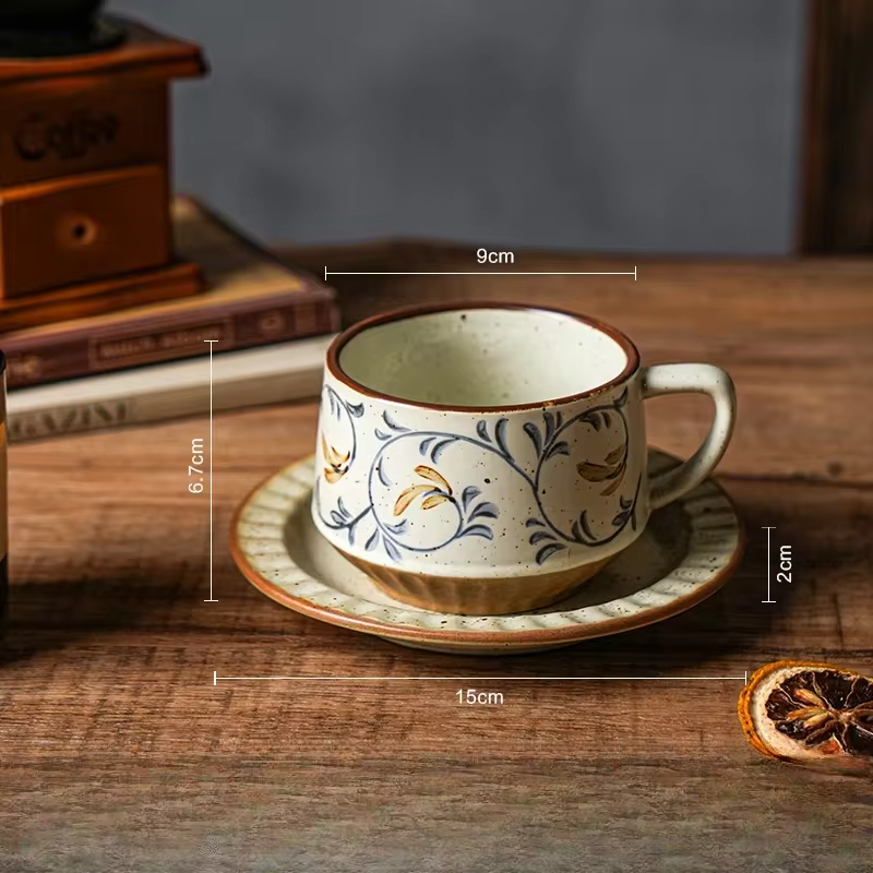 Coffee Cup High-end Retro Sense Creative Ceramic Coffee Cup Family Coffee Shop High-end Exquisite Cup Wholesale
