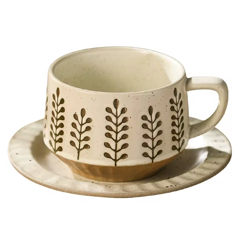 Coffee Cup High-end Retro Sense Creative Ceramic Coffee Cup Family Coffee Shop High-end Exquisite Cup Wholesale