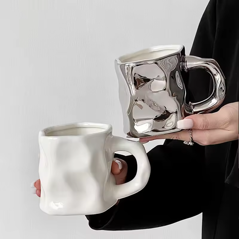 breakfast cup Simple personality ceramic drinking cup Office afternoon tea high-value milk coffee cup home decoration supplies