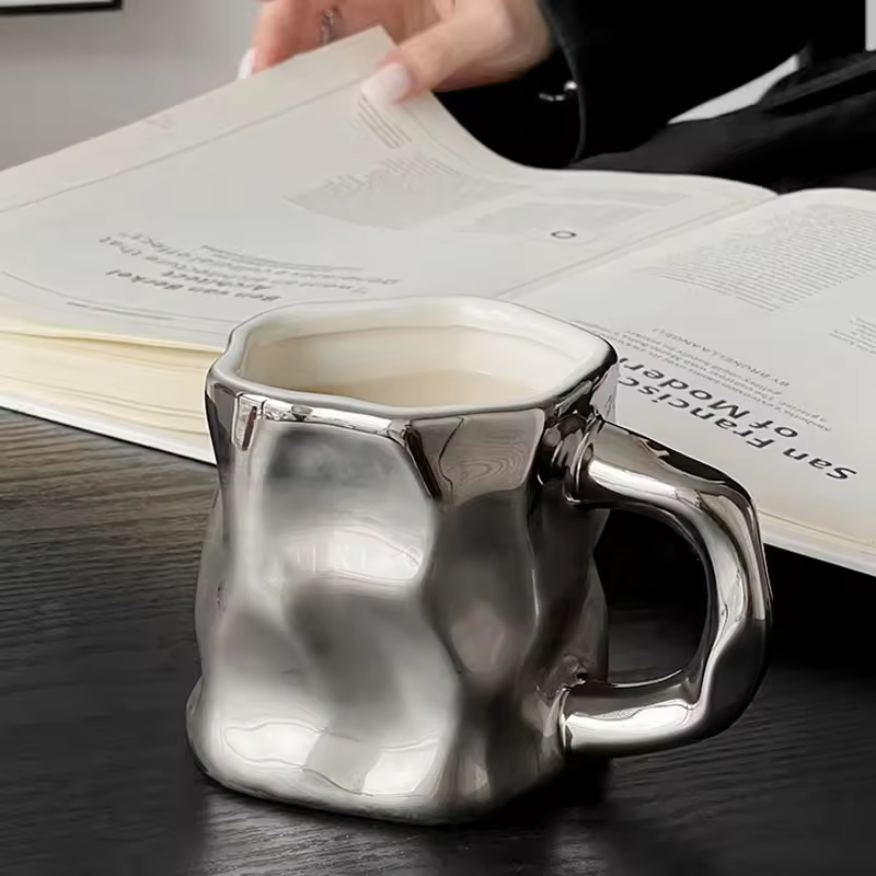 breakfast cup Simple personality ceramic drinking cup Office afternoon tea high-value milk coffee cup home decoration supplies