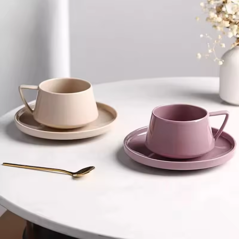 1pc 320ml simple ceramic coffee cup and saucer exquisite instant cup mug saucer for office afternoon tea