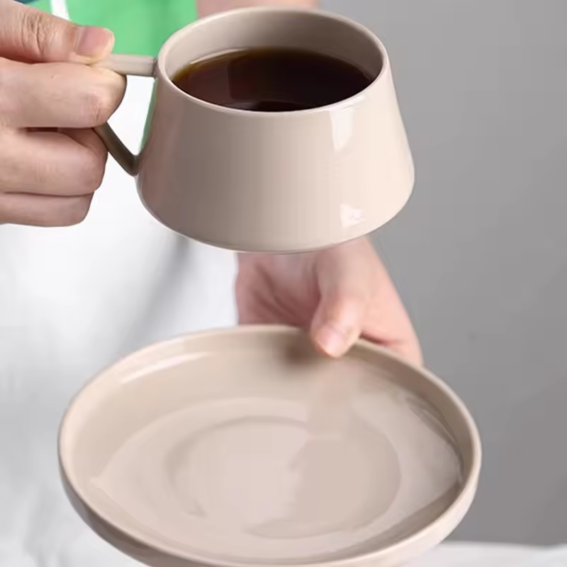 1pc 320ml simple ceramic coffee cup and saucer exquisite instant cup mug saucer for office afternoon tea