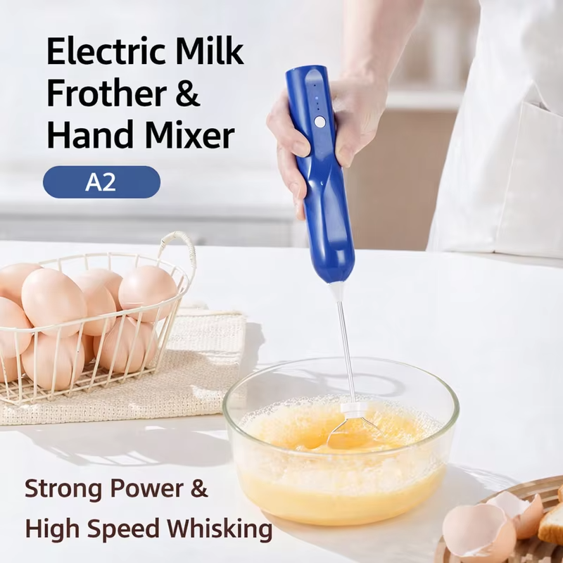 Rechargeable Electric Milk Frother Handheld Foam Maker With 2 Whisks High Speed Drink Mixer For Coffee Latte Egg Mixing Tool