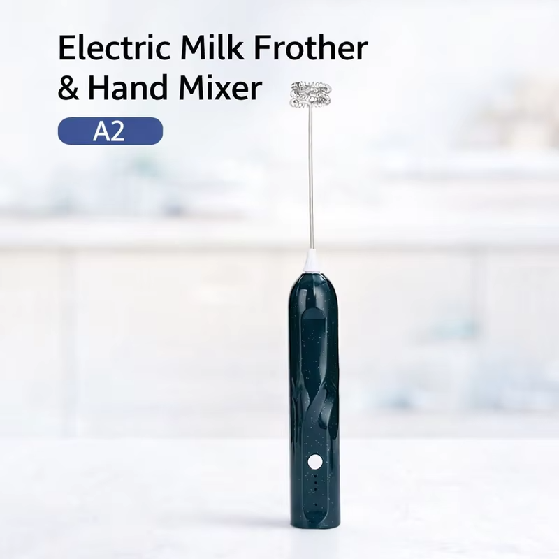 Rechargeable Electric Milk Frother Handheld Foam Maker With 2 Whisks High Speed Drink Mixer For Coffee Latte Egg Mixing Tool