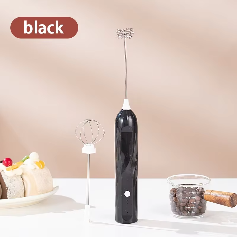 Rechargeable Electric Milk Frother Handheld Foam Maker With 2 Whisks High Speed Drink Mixer For Coffee Latte Egg Mixing Tool